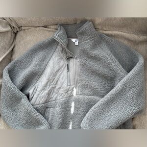 JoyLab Light Gray Quilted-Panel Sherpa Jacket